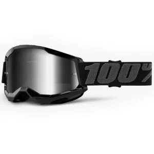 100% STRATA 2 GOGGLE - JUNIOR - BLACK/SILVER MIRROR