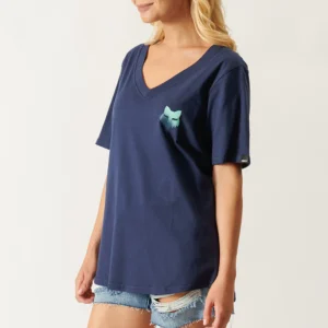 FOX SCRIPTED SS TEE NAVY LADIES